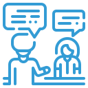 Cartoon of two people talking
